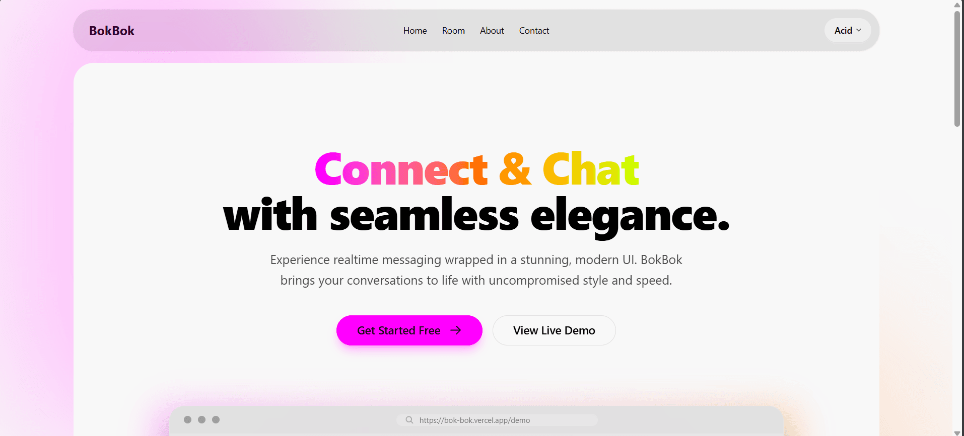 A banner showing BokBok's real-time chat interface.